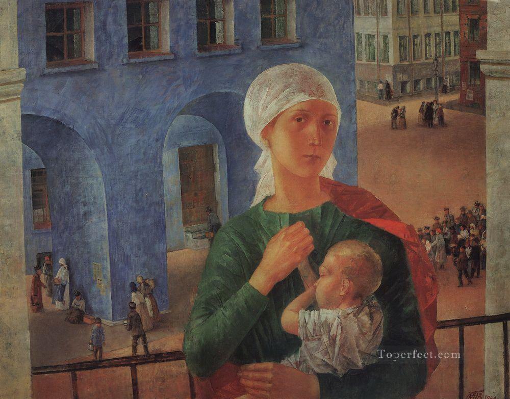 in petrograd Kuzma Petrov Vodkin mother child maternity Oil Paintings
